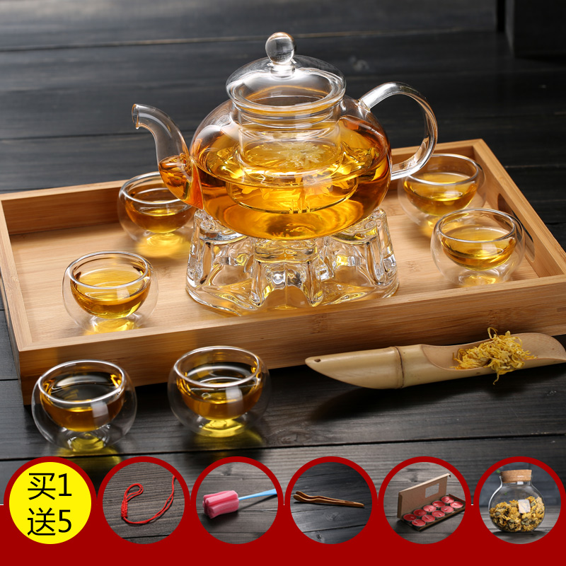 加厚玻璃茶具套装耐热高温家用简约泡茶壶过滤红茶水果功夫花茶壶