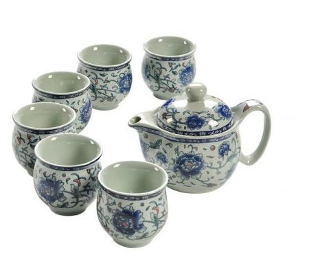 茶具套装特价整套陶瓷防烫双层杯功夫茶具中式青花瓷茶壶茶杯家用