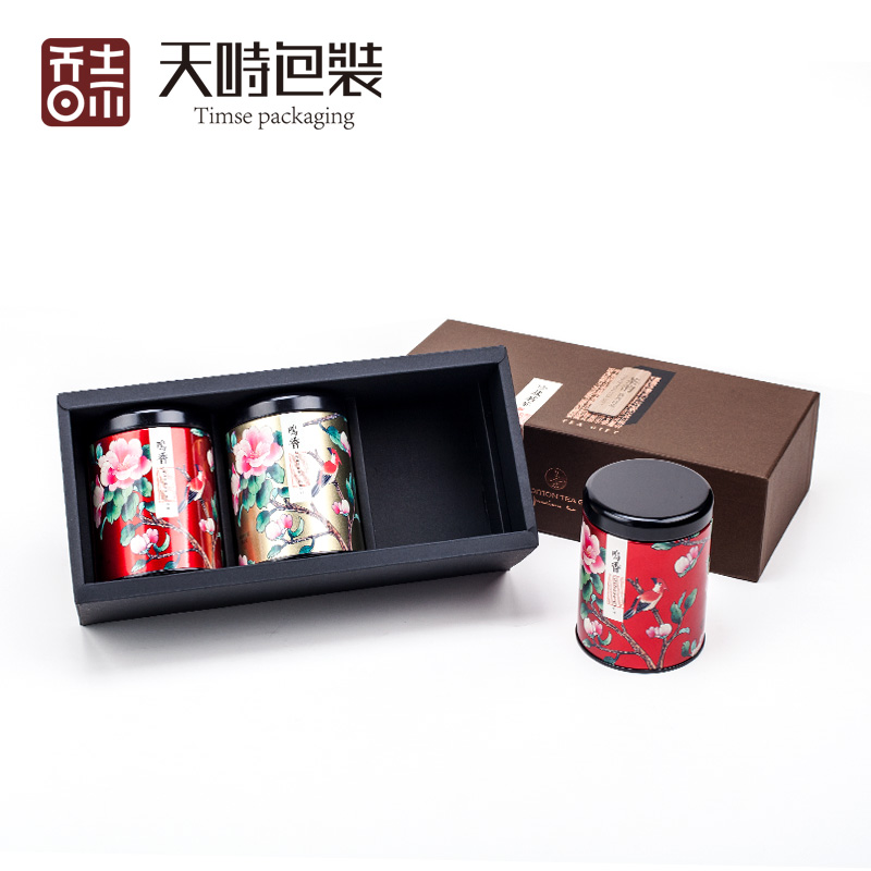 高档茶叶包装礼盒空盒通用迷你茶叶罐铁盒小号包装盒三罐天时茶品